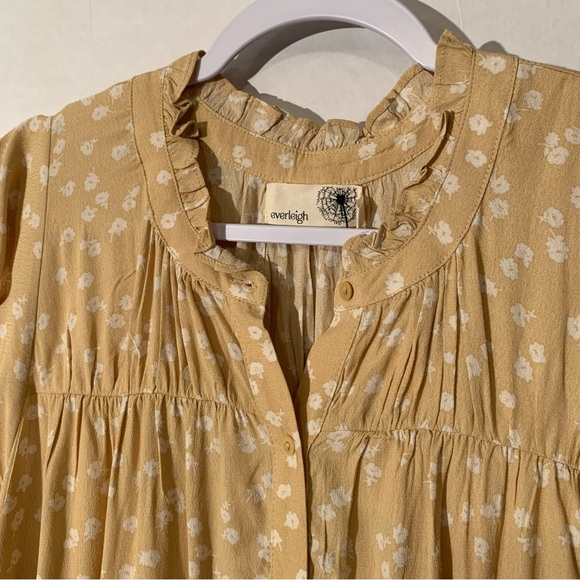 New Everleigh Butter Yellow Floral Wavy Sleeve Blouse M - Picture 3 of 13